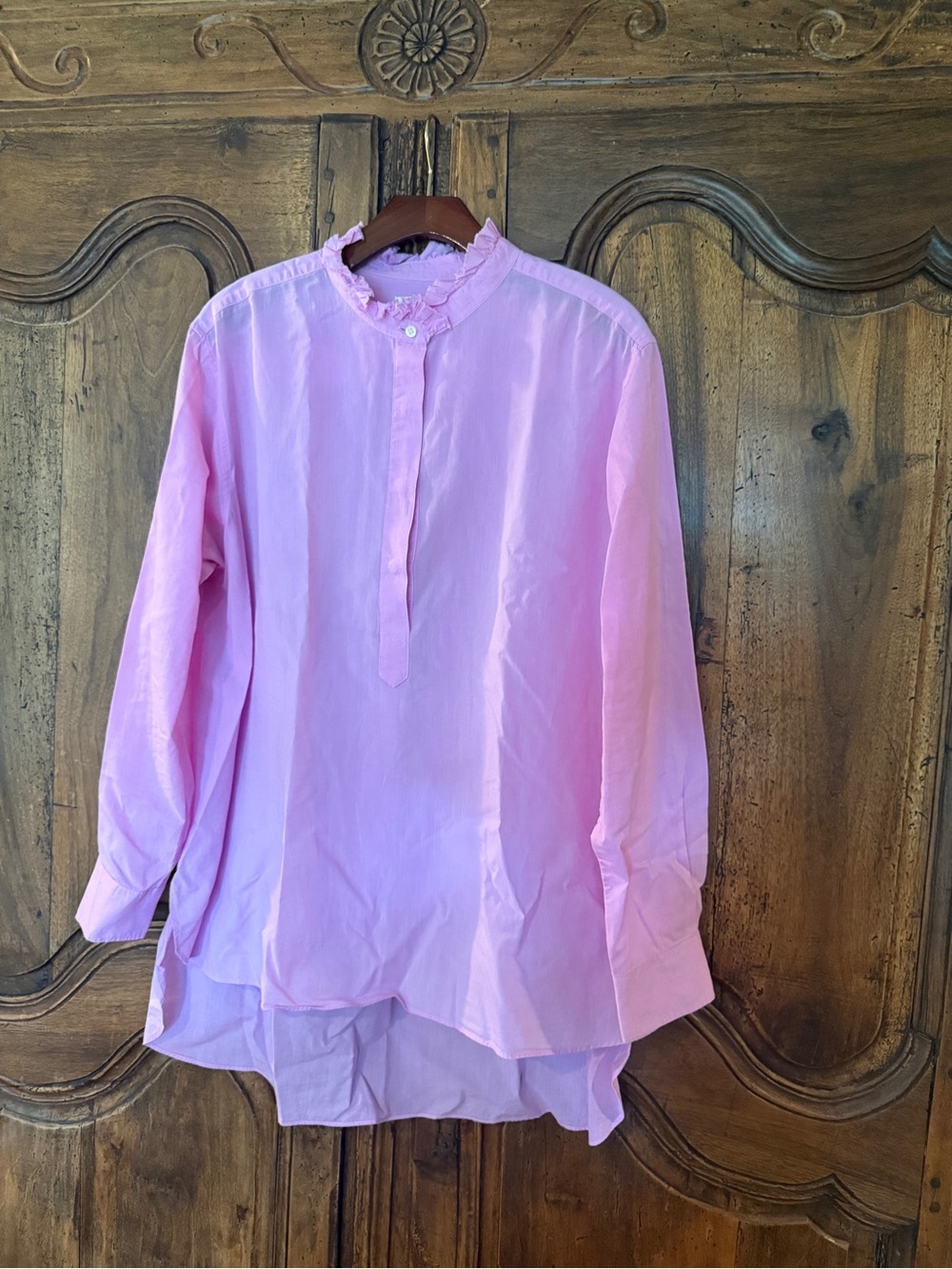 ANN MASHBURN Pink Ruffled Collar Blouse